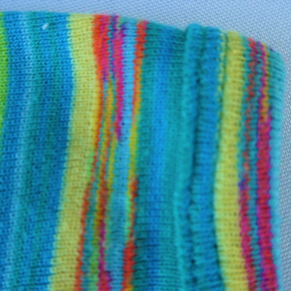 lei Baby Tee T Shirt Vintage Marled Striped Knit Blue Yellow Red M - Picture 5 of 8